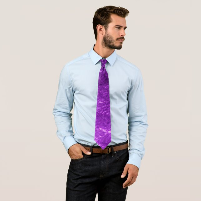 Purple Gradient Crinkle Look Neck Tie (In Situ)
