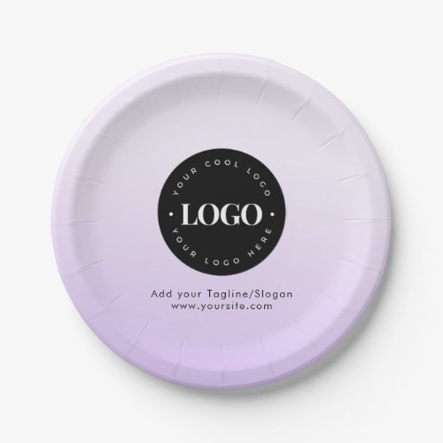 Purple Gradient Custom Business Company Logo Party Paper Plates