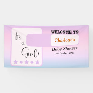Purple Gradient Cute Eyeball Text Baby Shower Banner