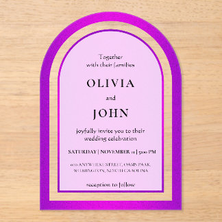 Purple gradient elegant wedding acrylic invitations