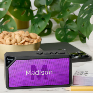 Purple gradient geometric mesh pattern bluetooth speaker