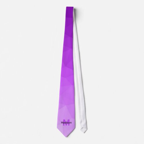 Purple gradient geometry mesh pattern Monogram Neck Tie