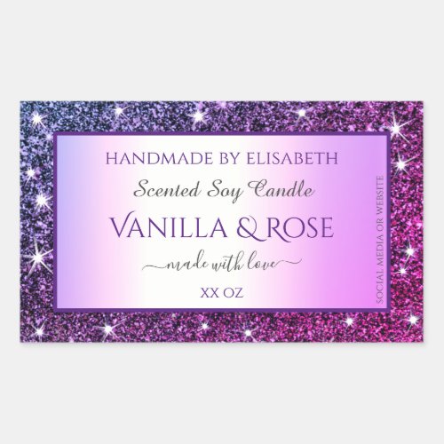 Purple Gradient Glitter Product Packaging Labels