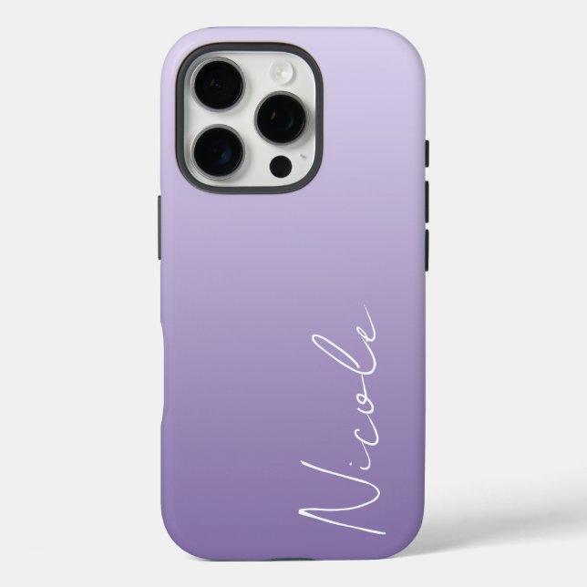 Purple Gradient Handwriting Script Personalized Case-Mate iPhone Case (Back)