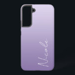 Purple Gradient Handwriting Script Personalized Samsung Galaxy S22  Case<br><div class="desc">A custom personalized Samsung phone case in a modern soft purple gradient design. The trendy handwriting script font adds a unique touch when adding your name.</div>