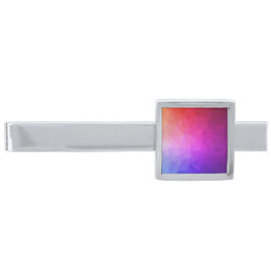 Purple Gradient Modern Geometric Pattern Silver Finish Tie Bar