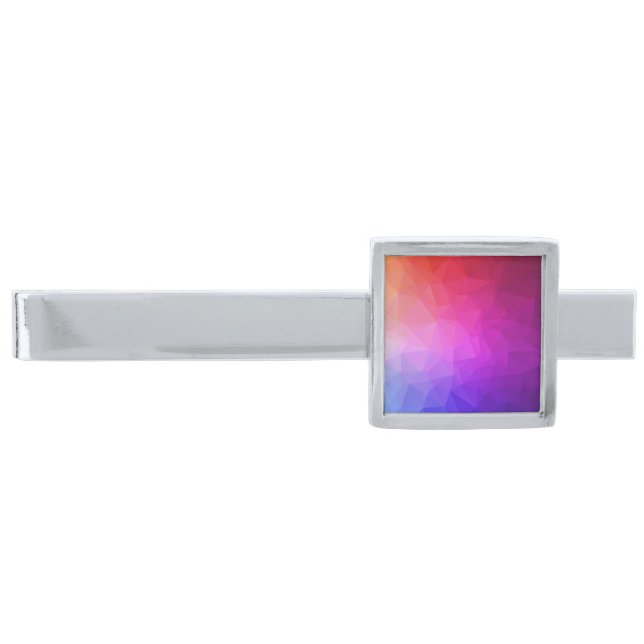 Purple Gradient Modern Geometric Pattern Silver Finish Tie Bar (Front)