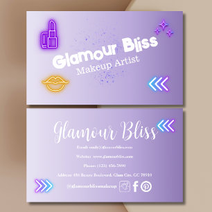 Purple Gradient Neon Contemporary Makup Artist  Business Card