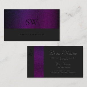 Purple Gradient Pattern Dark Gray with Monogram Business Card