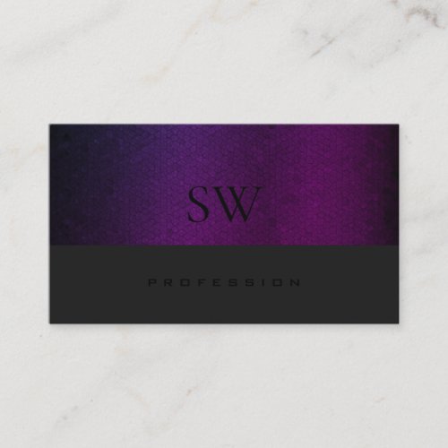 Purple Gradient Pattern Dark Gray with Monogram Business Card