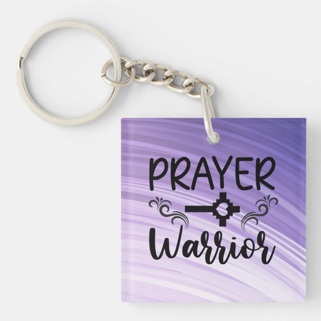 Purple Gradient Prayer Warrior   Keychain (Front)