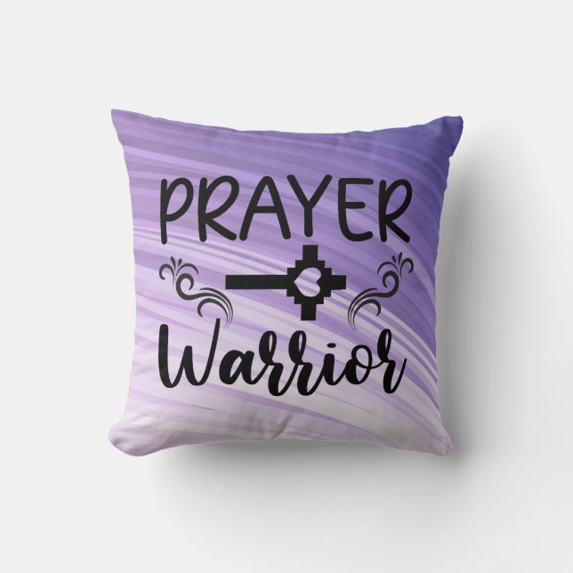 Purple Gradient Prayer Warrior Throw Pillow (Front)