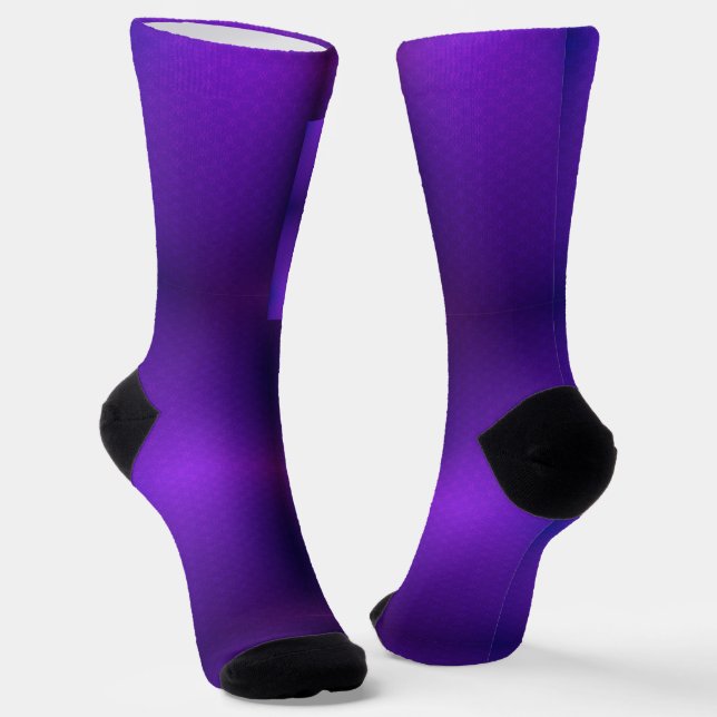 Purple gradient socks with black toes and cuffs  (Angled)
