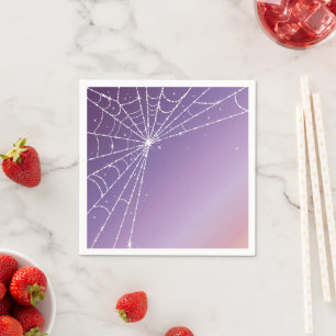 Purple Gradient Sparkling Diamond Spider Web Napkins