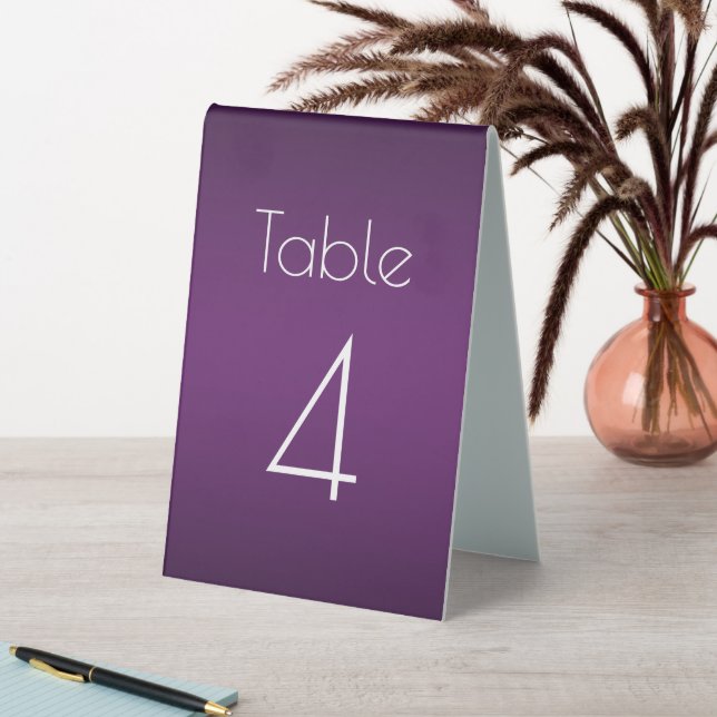 Purple Gradient Wedding Number Table Tent (In SItu (Table))
