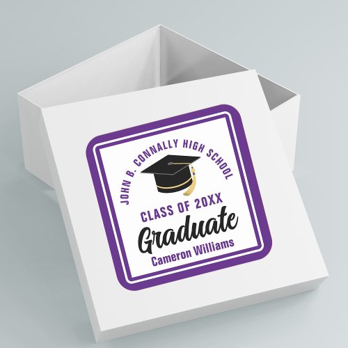 Purple Graduate 2024 Personalized Graduation Party Square Sticker