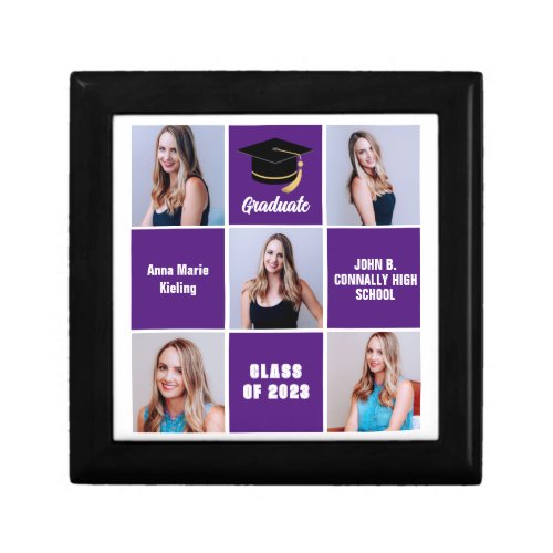 Purple Graduate 5 Photo Collage Custom Graduation Gift Box