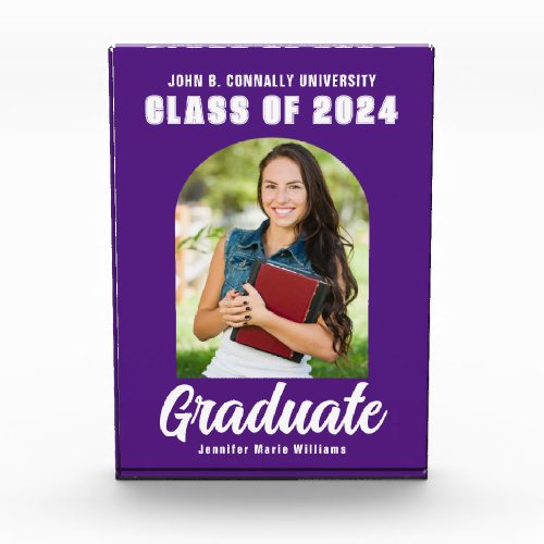 Purple Graduate Arch Graduation 2024 Keepsake Photo Block