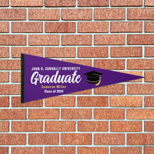 Purple Graduate Custom Class of 2024 Graduation Pennant Flag