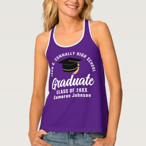 Purple Graduate Custom Class of 2024 Graduation Tank Top
