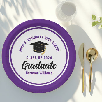 Purple Graduate Personalized 2024 Graduation Party Paper Plates by epicdesigns at Zazzle