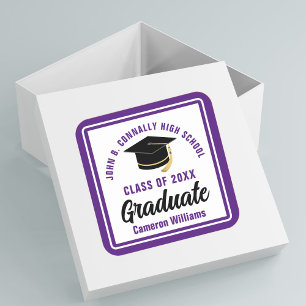 Purple Graduate Personalized Graduation Party Square Sticker