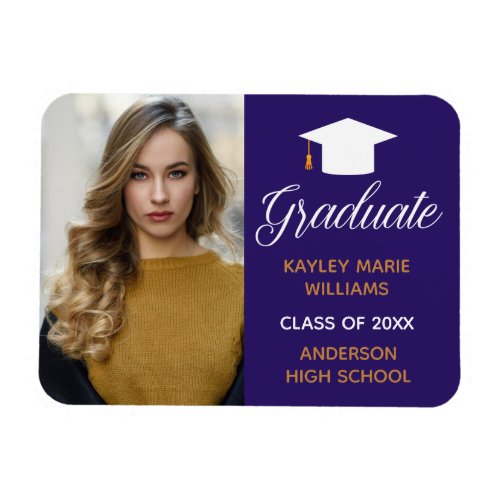 Purple Graduate Photo 2024 Graduation Announcement Magnet