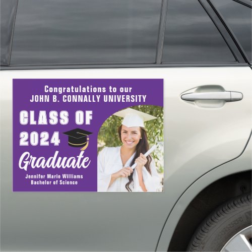 Purple Graduate Photo Arch 2024 Graduation Car Magnet