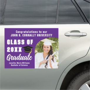 Purple Graduate Photo Arch 2025 Graduation Car Magnet