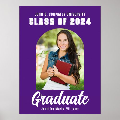 Purple Graduate Photo Arch Modern Graduation Party Poster