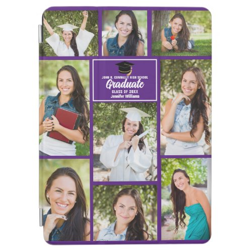 Purple Graduate Photo Collage 2024 Graduation Gift iPad Air Cover