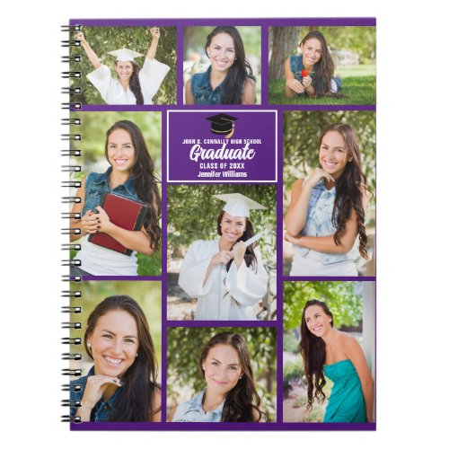 Purple Graduate Photo Collage 2024 Graduation Gift Notebook