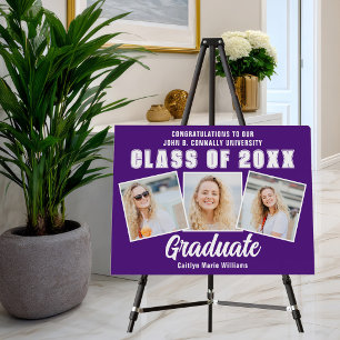 Purple Graduate Photo Collage Graduation Party Foam Board