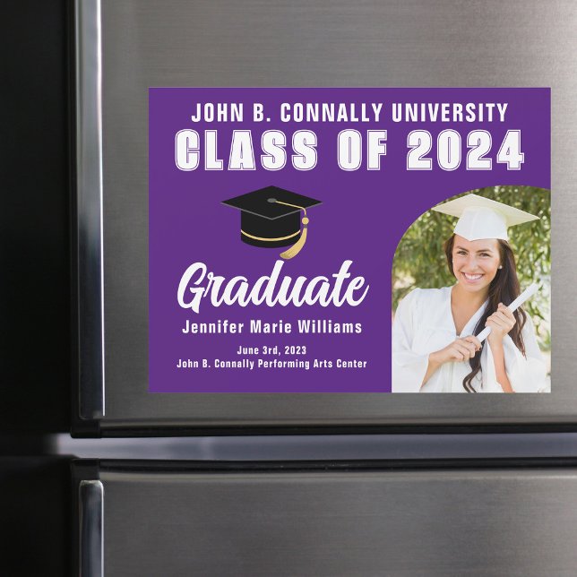 Purple Graduate Photo Custom Graduation Magnet (Creator Uploaded)