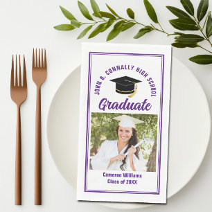 Purple Graduate Photo Custom Graduation Party Paper Guest Towels