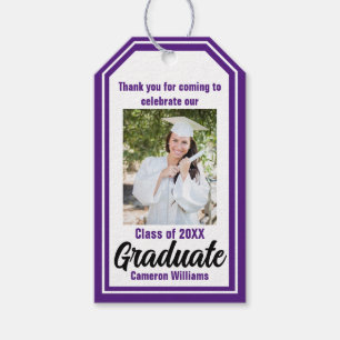 Purple Graduate Photo Personalized Graduation Gift Tags