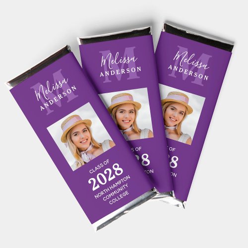 Purple Graduate Photo Personalized Graduation Hershey Bar Favors