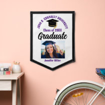 Purple Graduate Photo Personalized Graduation Pennant