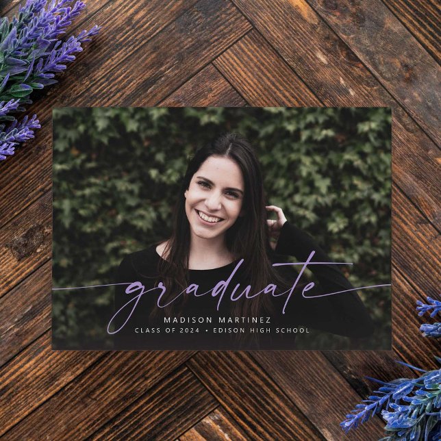 Purple Graduate Script Graduation Announcement (Creator Uploaded)