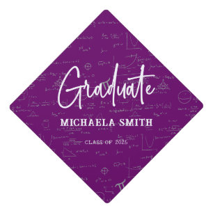 Purple Graduate Script Math Graduation Cap Topper