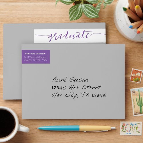 Purple Graduate Script Modern Wrap Around Label