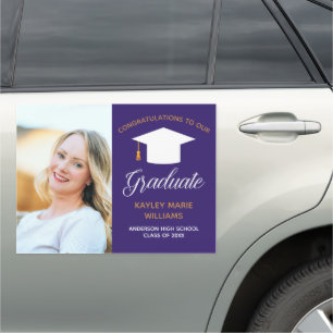 Purple Graduate Senior Photo 2026 Graduation Car Magnet