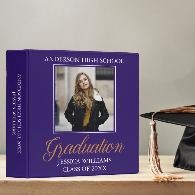Purple Graduation 2025 Senior Portrait Photo Album 3 Ring Binder (Creator Uploaded)