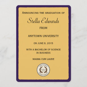 Purple Graduation Announcements Round Corners