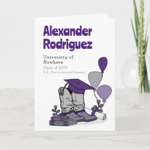 Purple Graduation Cap Cowboy Boot Arrangement Invitation