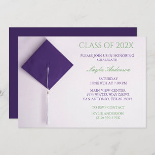 Purple Graduation Cap   Invitation