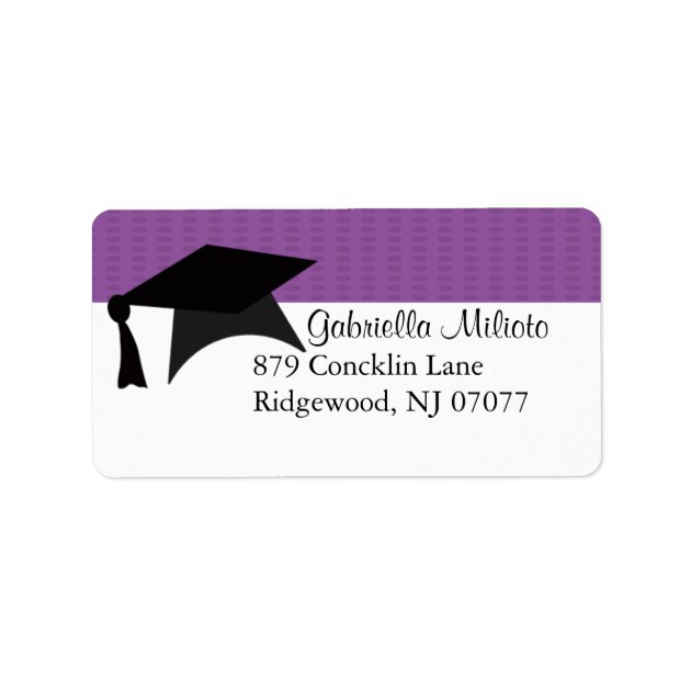 Purple Graduation Cap Label
