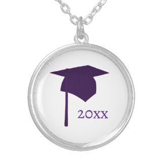 Purple Graduation Cap Necklaces with Year