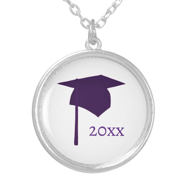 Purple Graduation Cap Necklaces with Year (Front)
