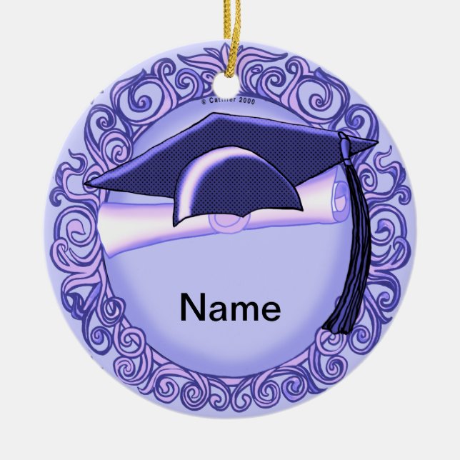Purple Graduation Cap Ornament (Front)